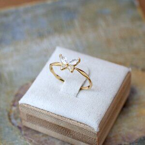 Dainty Butterfly Ring Gold Vermeil Sterling Silver CZ Ring